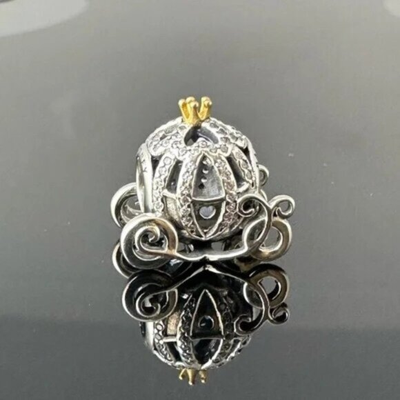 Pandora Disney Cinderella Pumpkin Carriage 925 Ale with CZ Charm - Picture 1 of 5
